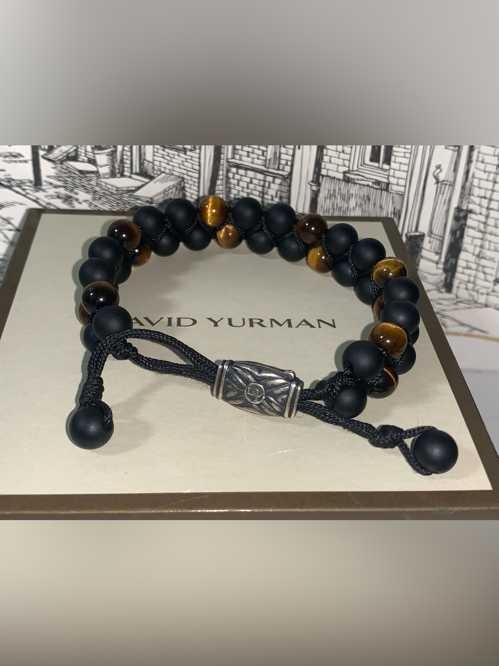 David Yurman Spiritual Beads Two-Row Woven Bracelet w/ Black Onyx & Tiger's Eye - Picture 15 of 16